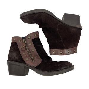 Fly London Duke Ankle Boot Suede Brown Women's Size 39 US 8-8.5 Art to Wear